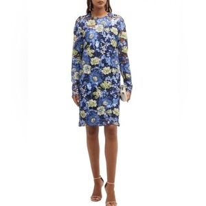 Lela Rose Embroidered Tulle Shift Dress